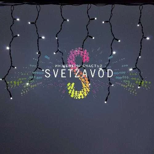 Светодиодная бахрома Айсикл, 4,8х0,6м, мерцающая, 220В, белая, черный каучук, IP65, без блока 