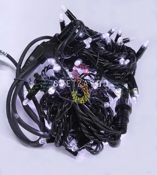 Гирлянда-нить Стринг Лайт, 220В, мерцающая, белая, 10м, черный каучук, IP65, с шнуром