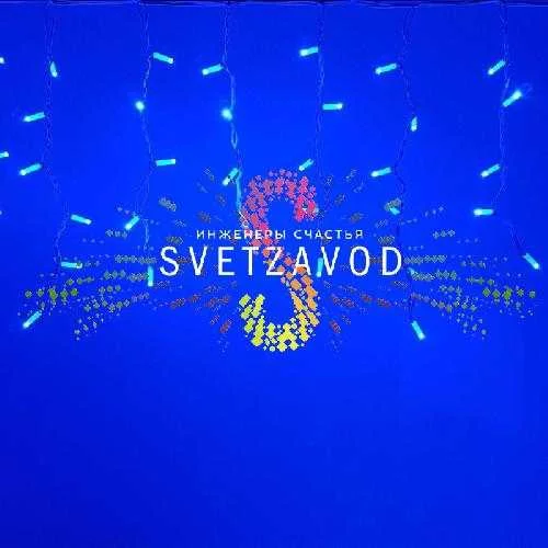 Светодиодная бахрома Айсикл, 4,8х0,6м, мерцающая, 220В, синяя, белый каучук, IP65, с блоком