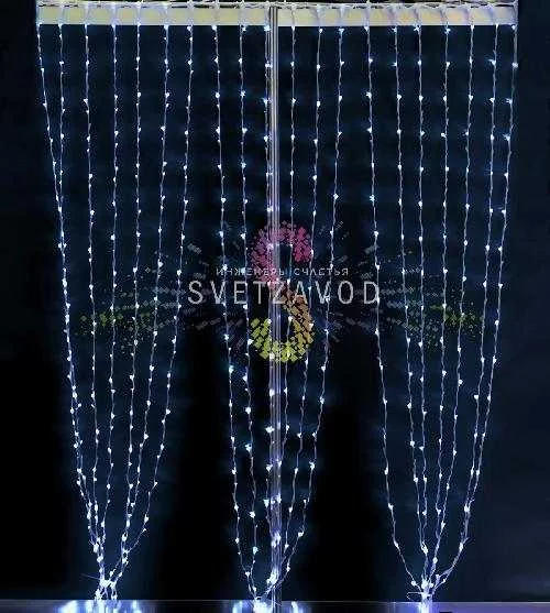 Светодиодный дождь Водопад, 2х3м, белый, чейзинг, прозрачный ПВХ, 220В, IP54, Rich Led Светодиодный дождь Водопад, 2х3м, белый, чейзинг, прозрачный ПВХ, 220В, IP54, Rich Led