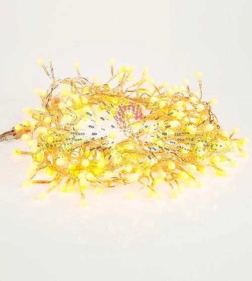 Гирлянда Мишура, 3м, 288 LED, 220В, прозрачный ПВХ, желтая, IP20, с контроллером, Neon-Night