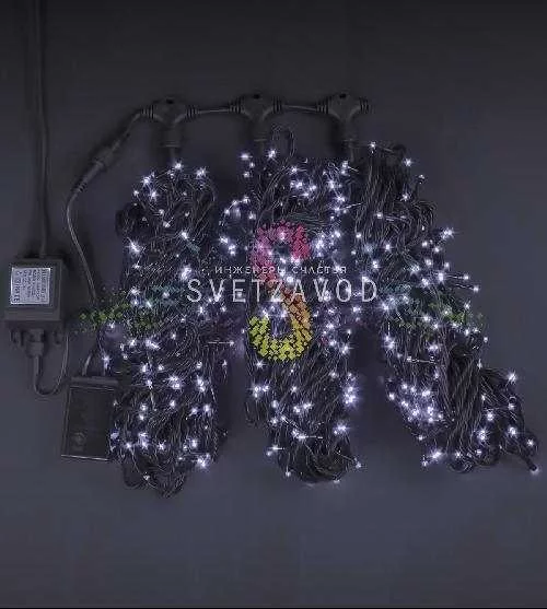 Клип Лайт Спайдер, 24В, 3 нити по 20м, белый, чейзинг, черный ПВХ, IP54, Rich Led