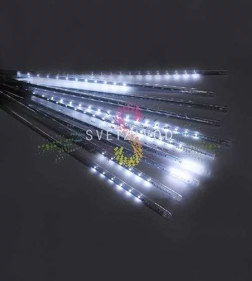 Гирлянда Тающие сосульки строб, белая, 10х50см, шлейф 4,5м, 7В, 480LED, IP65, с блоком питания