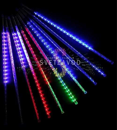Гирлянда Тающие сосульки, RGB, 10х50см, шлейф 10м, 12В, 600LED, IP65, с блоком питания, Rich Led