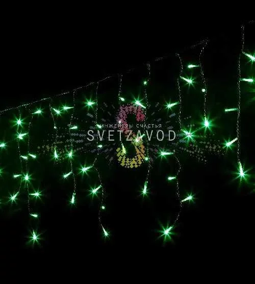 Светодиодная бахрома Айсикл, 3х0,5м, фиксинг, 220В, зеленая, черный ПВХ, IP54, Rich Led