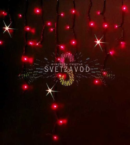 Светодиодная бахрома Айсикл, 3х0,9м, мерцающая, 220В, красная, черный ПВХ, IP54, Rich Led