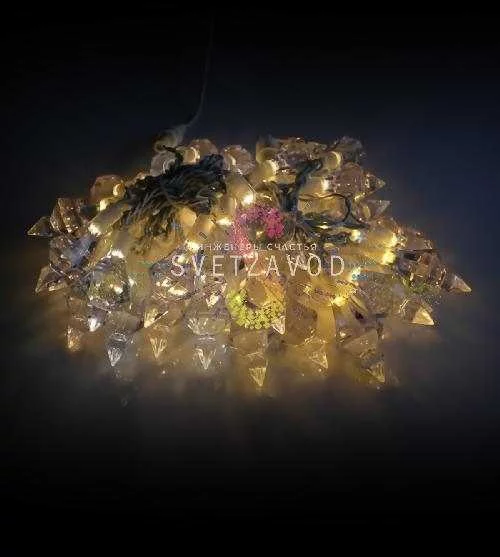 Светодиодная гирлянда Кристаллы, 4м, 40led, 220В, белый ПВХ, теплая белая