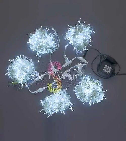 Клип Лайт Спайдер, 24В, 5 нитей по 20м, белый, мерцающий, WF, прозрачный ПВХ, IP54