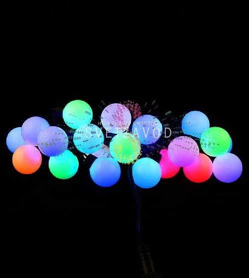 Гирлянда Шарики Ø 38мм, 5м, 220В, черный ПВХ, RGB, медленная смена цвета, IP65, с блоком питания