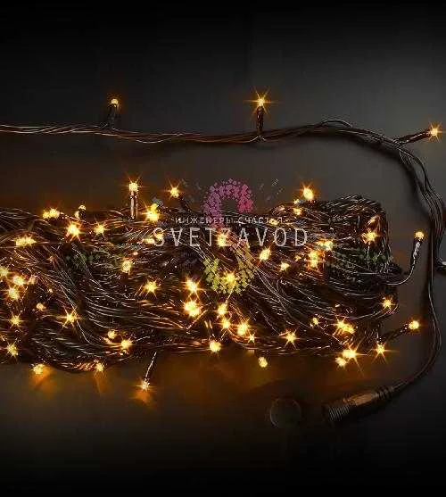 Гирлянда-нить Твинкл Лайт, 220В, чейзинг, желтая, 20м, черный ПВХ, IP54, Rich Led