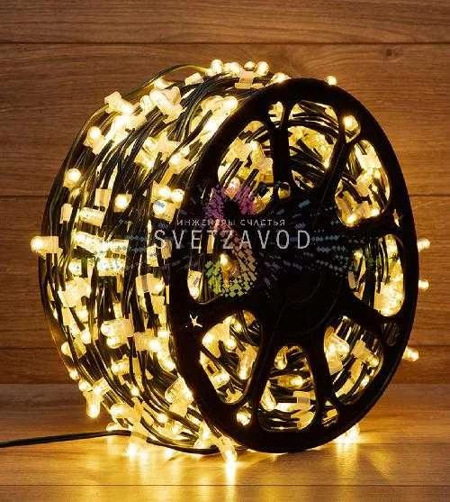 Клип Лайт 12В, фиксинг, теплый белый, 665 LED, 100м, темно-зеленый ПВХ, IP65, Neon-Night