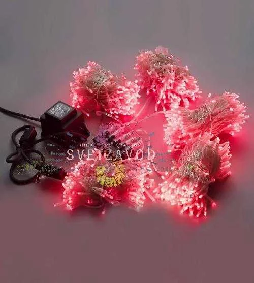 Клип Лайт Спайдер, 24В, 5 нитей по 20м, красный, мерцающий, RF, прозрачный ПВХ, IP64