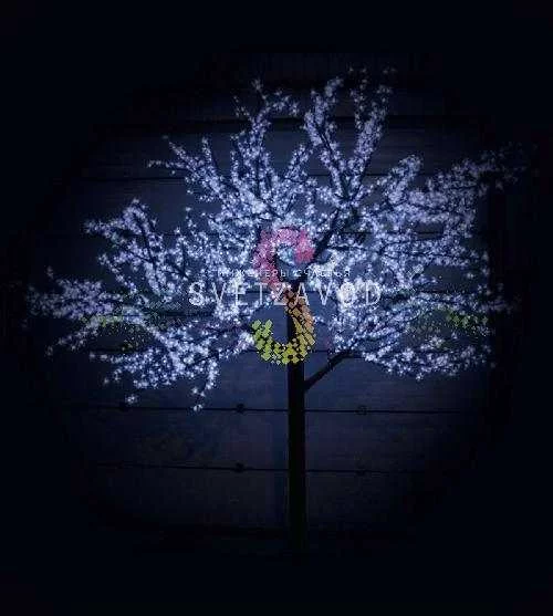 Светодиодное дерево Сакура, 3,6 м, Ø3 м, белое, 24B, 2688LED, IP54