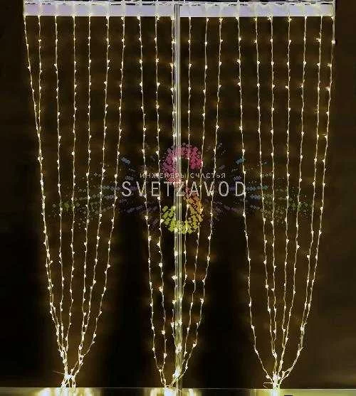 Светодиодный дождь Водопад, 2х3м, теплый белый, чейзинг, прозрачный ПВХ, 220В, IP54, Rich Led Светодиодный дождь Водопад, 2х3м, теплый белый, чейзинг, прозрачный ПВХ, 220В, IP54, Rich Led