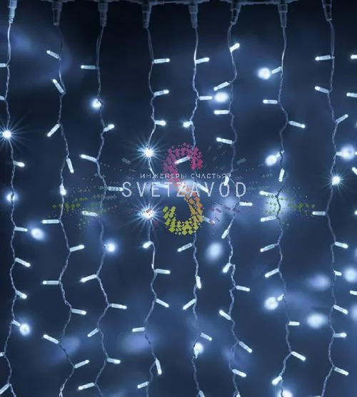 Светодиодный дождь 2х3м, белый, мерцающий, WF, белый ПВХ, 220В, IP65 Светодиодный дождь 2х3м, белый, мерцающий, WF, белый ПВХ, 220В, IP65