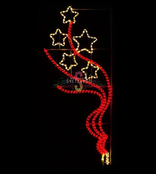 Светодиодная консоль к 9 мая "Звезды Победы", 150х60 см, теплый белый, красный