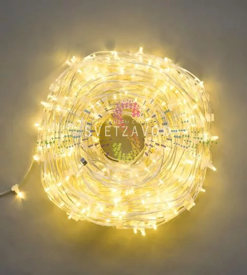 Клип Лайт 12В, фиксинг, теплый белый, 666 LED, 100м, прозрачный ПВХ, IP64