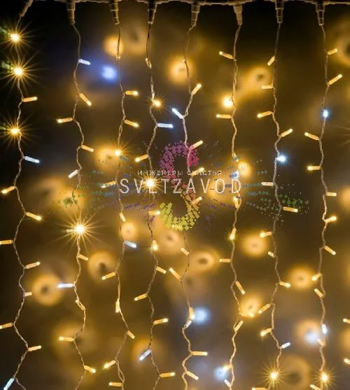 Светодиодный дождь 2х3м, теплый белый, мерцающий, WF, белый ПВХ, 24В, IP65 Светодиодный дождь 2х3м, теплый белый, мерцающий, WF, белый ПВХ, 24В, IP65