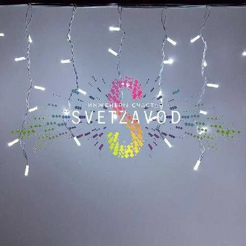 Светодиодная бахрома Айсикл, 4,8х0,6м, мерцающая, 220В, белая, белый каучук, IP65, без блока