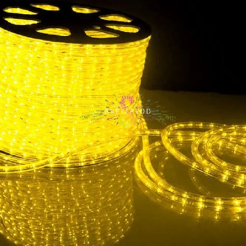 Дюралайт круглый, Ø 13мм, желтый, 10м, 12В, 2W, 36 led/м, фиксинг