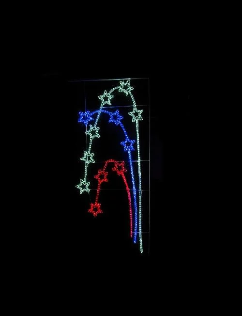 Светодиодная консоль "Звездопад Триколор" 250х112 см, белая, синяя, красная