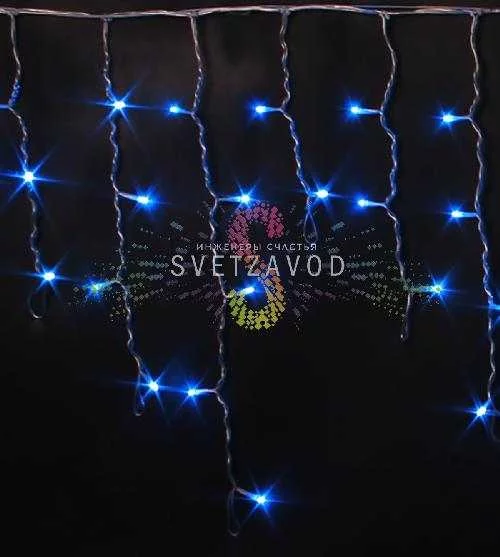 Светодиодная бахрома Айсикл, 3х0,5м, фиксинг, 220В, синяя, прозрачный ПВХ, IP54, Rich Led