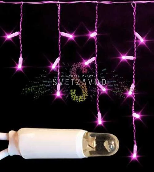 Светодиодная бахрома Айсикл, 3х0,5м, фиксинг, 220В, розовая, прозрачный ПВХ, IP65, Rich Led