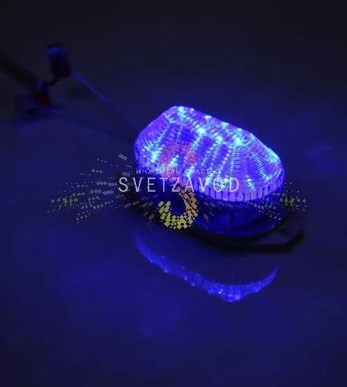 Строб-лампа светодиодная, синяя, 21 LED, 220В, накладная