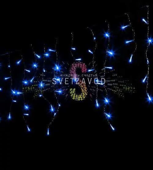 Светодиодная бахрома Айсикл, 3х0,5м, фиксинг, 220В, синяя, черный ПВХ, IP54, Rich Led