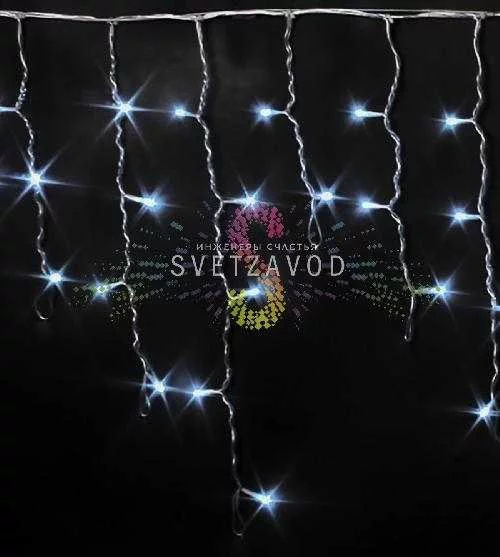 Светодиодная бахрома Айсикл, 3х0,5м, фиксинг, 220В, белая, прозрачный ПВХ, IP54, Rich Led