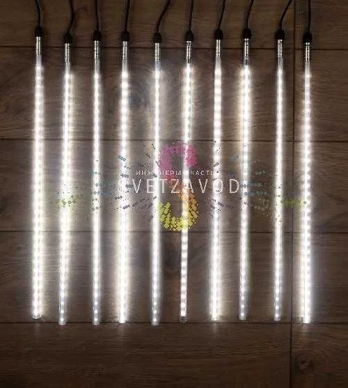 Гирлянда Тающие сосульки, белая, 10х50см, шлейф 10м, 24В, 600LED, с блоком, Neon-Night Гирлянда Тающие сосульки, белая, 10х50см, шлейф 10м, 24В, 600LED, с блоком, Neon-Night