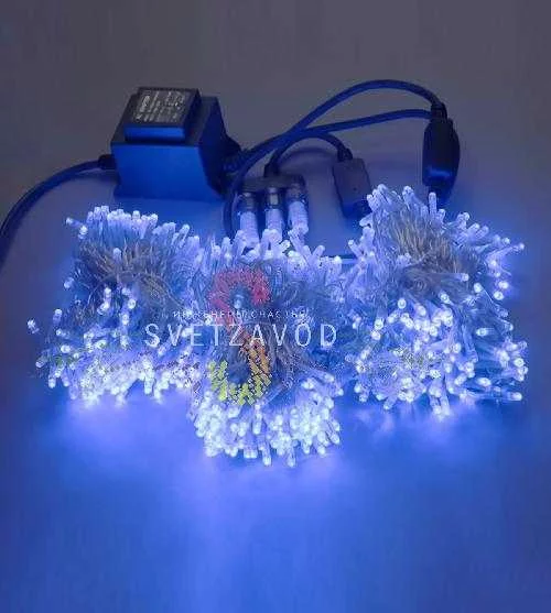 Клип Лайт Спайдер, 24В, 3 нити по 20м, синий, мерцающий, ВF, прозрачный ПВХ, IP54