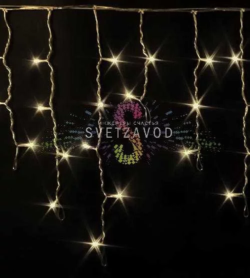 Светодиодная бахрома Айсикл, 3х0,5м, фиксинг, 220В, теплая белая, прозрачный ПВХ, IP54, Rich Led