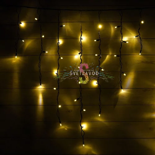 Светодиодная бахрома Айсикл, 3х0,5м, фиксинг, 220В, теплая белая, черный каучук, IP65