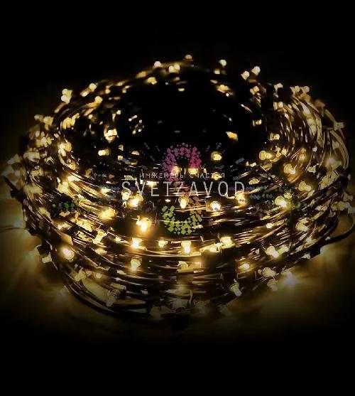 Клип Лайт 12В, фиксинг, теплый белый, 666 LED, 100м, темно-зеленый ПВХ, IP65, с трансформатором