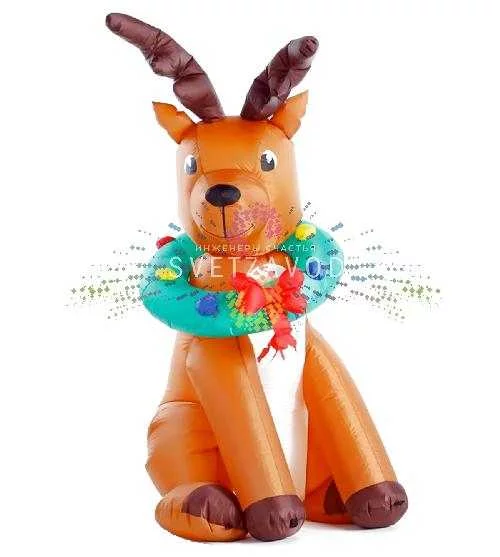 Надувная фигура 3D Олень сидит, 150 см, 12В, с компрессором и адаптером