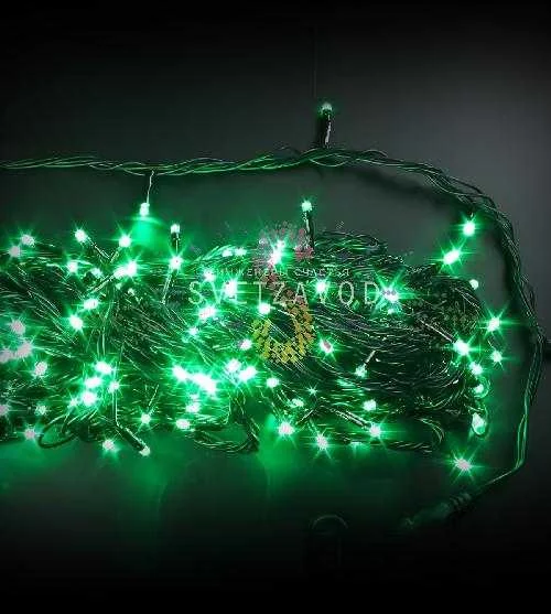 Гирлянда-нить Твинкл Лайт, 220В, чейзинг, зеленая, 20м, черный ПВХ, IP54, Rich Led