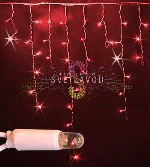 Светодиодная бахрома Айсикл, 3х0,9м, мерцающая, 220В, красная, белый ПВХ, IP65, Rich Led
