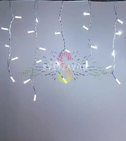 Светодиодная бахрома Айсикл, 4,8х0,6м, мерцающая, 24В, белая, белый каучук, IP65, без блока