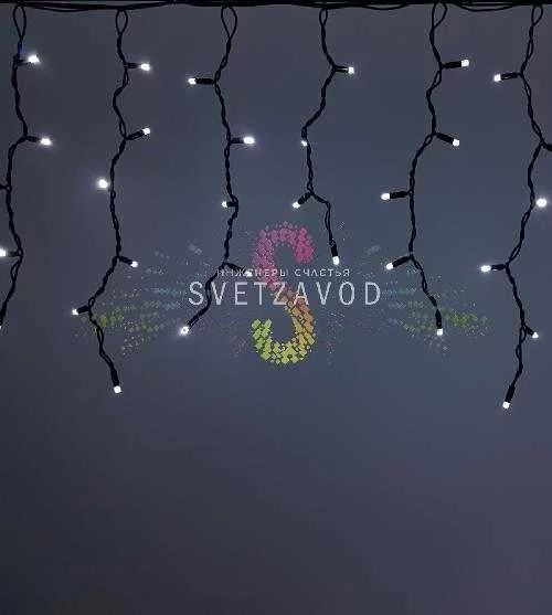 Светодиодная бахрома Айсикл, 4,8х0,6м, мерцающая, 24В, белая, черный каучук, IP65, без блока