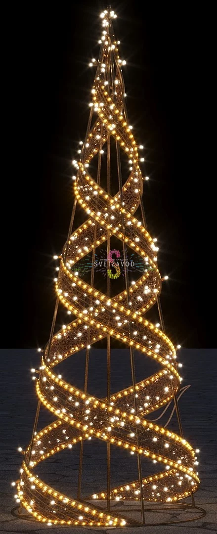 Светодиодная ёлка "Конус" 210х80 см, 24В, теплая белая