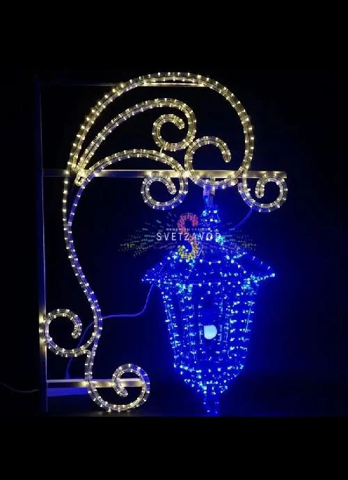 Светодиодная объемная консоль "Фонари Монмартра", 100х78х27 см, теплый белый, синий