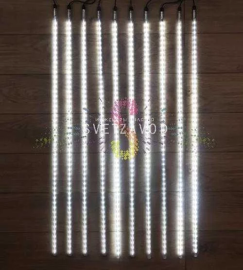 Гирлянда Тающие сосульки, белая, 10х100см, шлейф 10м, 24В, 960LED, IP65, с блоком, Neon-Night Гирлянда Тающие сосульки, белая, 10х100см, шлейф 10м, 24В, 960LED, IP65, с блоком, Neon-Night
