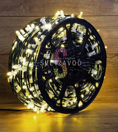 Клип Лайт 12В, мерцающий, WF, теплый белый, 665 LED, 100м, темно-зеленый ПВХ, IP65, Neon-Night