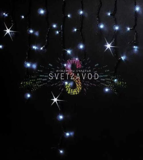 Светодиодная бахрома Айсикл, 3х0,9м, фиксинг, 220В, белая, черный каучук, IP65, Rich Led