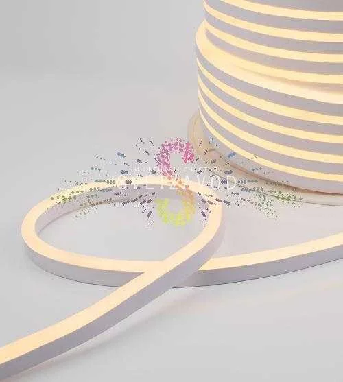 Светодиодный гибкий неон, теплый белый, 8х16мм, 120SMD2835, 220В, IP65, 100м, Neon-Night