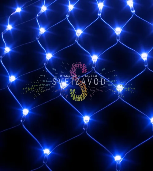 Светодиодная сетка, 2х3м, синяя, 384 LED, прозрачный ПВХ, IP54, Rich Led