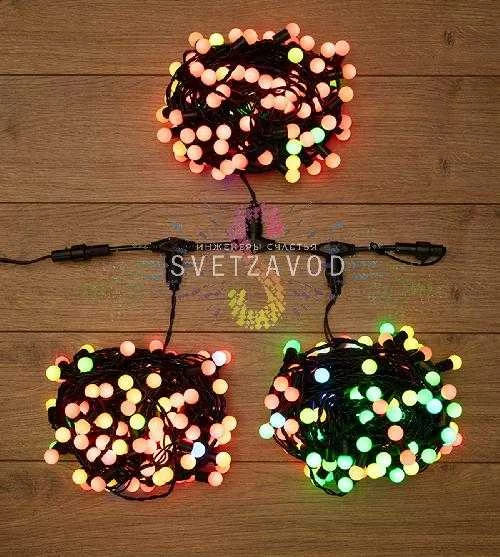 Клип Лайт Спайдер, 24В, 3 нити по 20м, шарики, RGB, чейзинг, черный ПВХ, IP65, Neon-Night