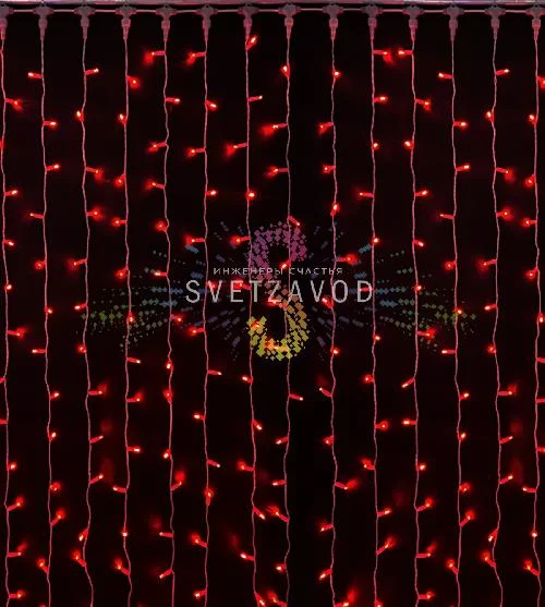 Светодиодный дождь 2х3м, красный, фиксинг, белый ПВХ, 220В, IP65, Rich Led