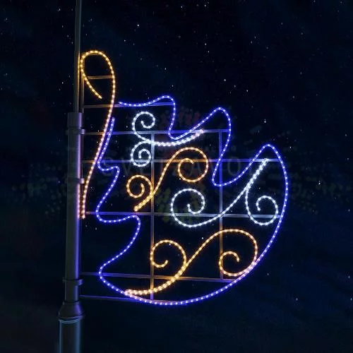 Светодиодная консоль "Ёлочная игрушка", 150х123 см, белый, синий, желтый